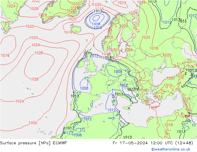 pressão do solo ECMWF Sex 17.05.2024 12 UTC