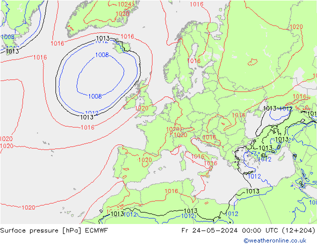 ciśnienie ECMWF pt. 24.05.2024 00 UTC