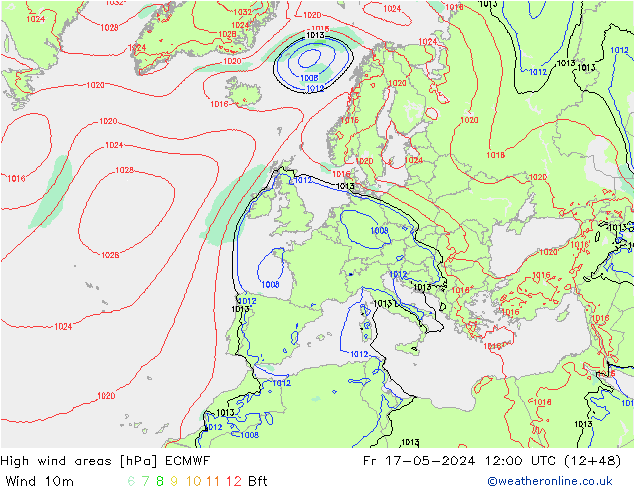 Windvelden ECMWF vr 17.05.2024 12 UTC