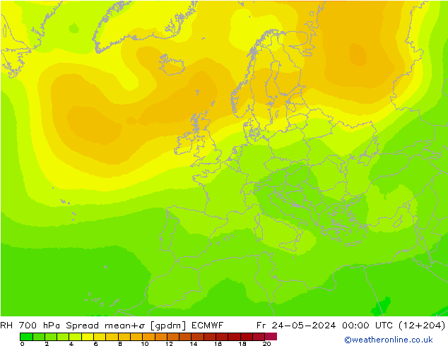 RH 700 hPa Spread ECMWF Fr 24.05.2024 00 UTC