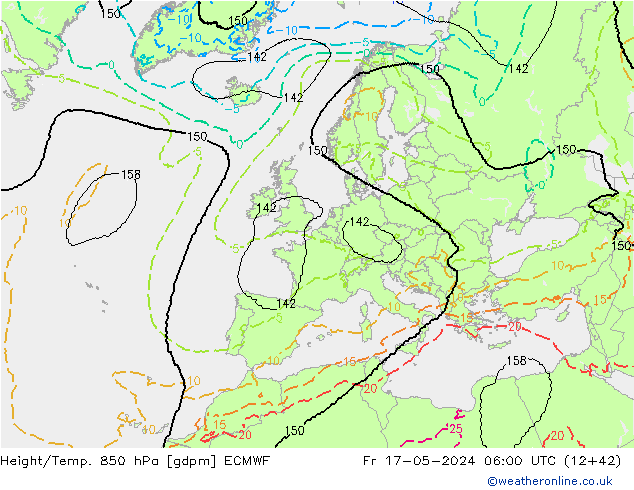 Height/Temp. 850 hPa ECMWF Sex 17.05.2024 06 UTC