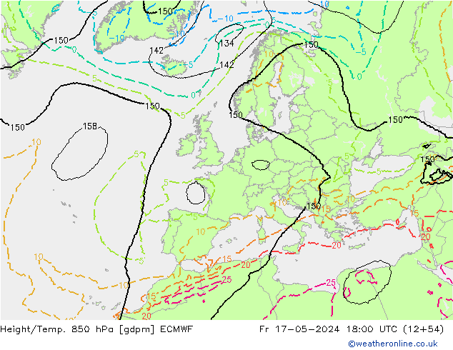 Height/Temp. 850 hPa ECMWF Sex 17.05.2024 18 UTC