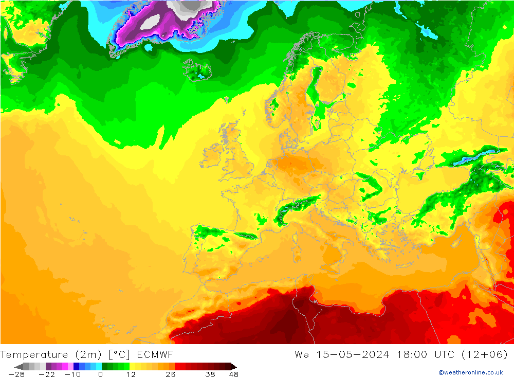 карта температуры ECMWF ср 15.05.2024 18 UTC