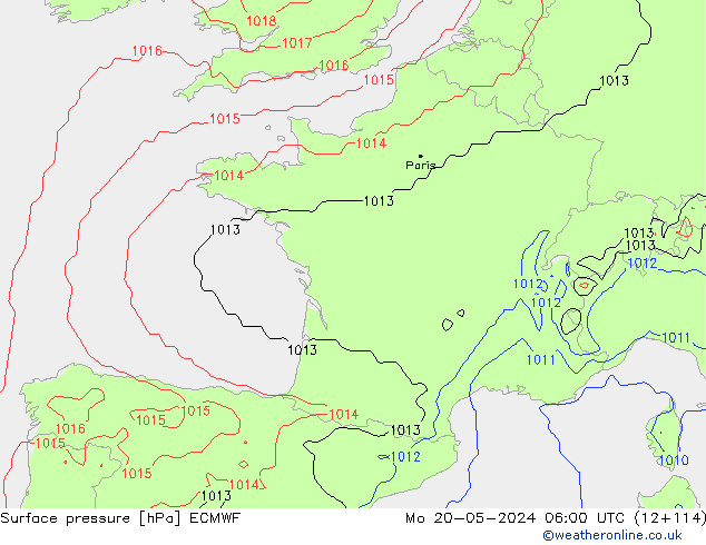 pressão do solo ECMWF Seg 20.05.2024 06 UTC