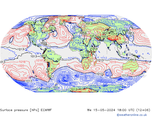 Bodendruck ECMWF Mi 15.05.2024 18 UTC
