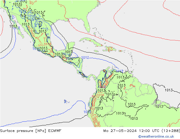 pressão do solo ECMWF Seg 27.05.2024 12 UTC