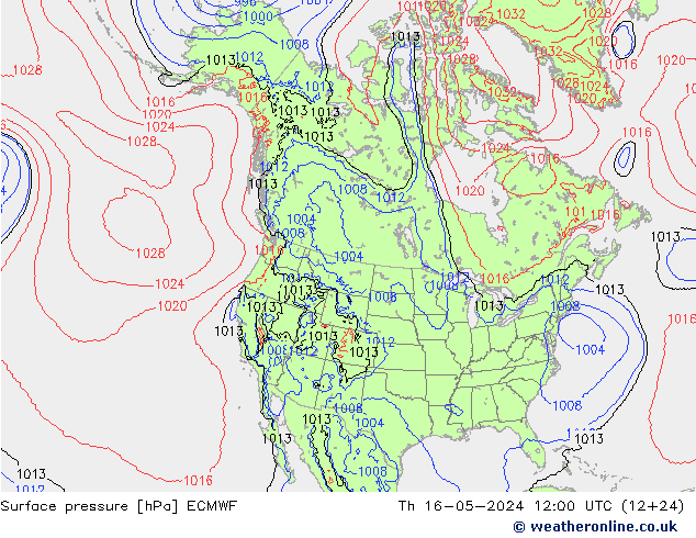 Bodendruck ECMWF Do 16.05.2024 12 UTC
