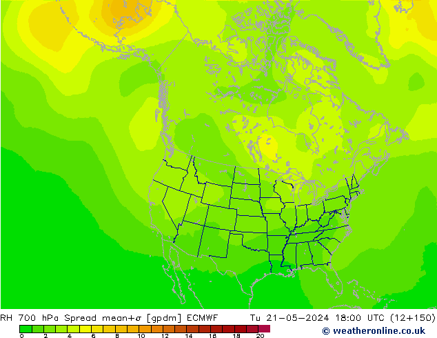 RV 700 hPa Spread ECMWF di 21.05.2024 18 UTC