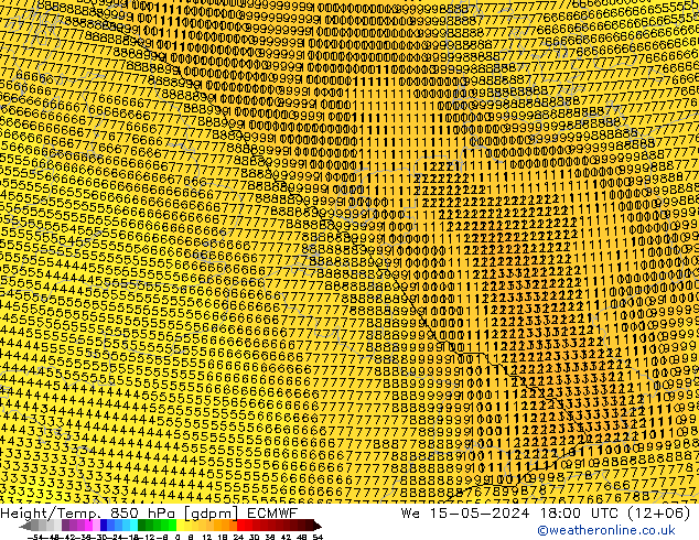 Height/Temp. 850 гПа ECMWF ср 15.05.2024 18 UTC