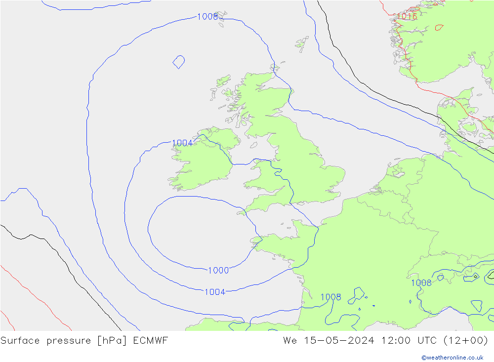 Luchtdruk (Grond) ECMWF wo 15.05.2024 12 UTC