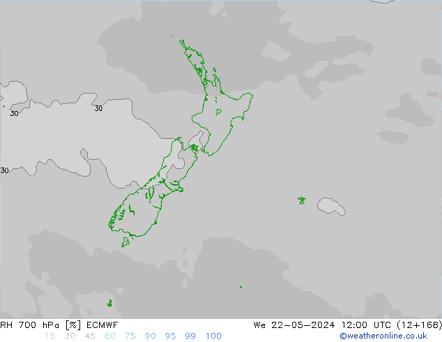 700 hPa Nispi Nem ECMWF Çar 22.05.2024 12 UTC