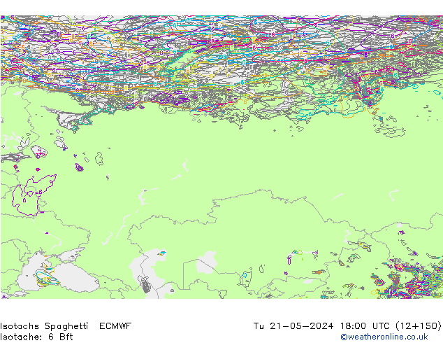 Isotachs Spaghetti ECMWF Tu 21.05.2024 18 UTC