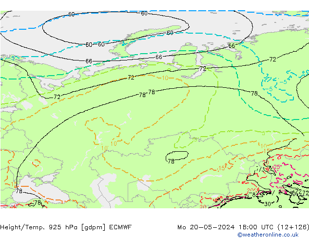 Height/Temp. 925 hPa ECMWF  20.05.2024 18 UTC