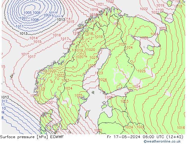 Bodendruck ECMWF Fr 17.05.2024 06 UTC