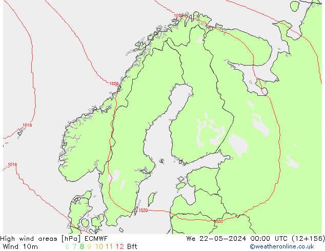 High wind areas ECMWF ср 22.05.2024 00 UTC