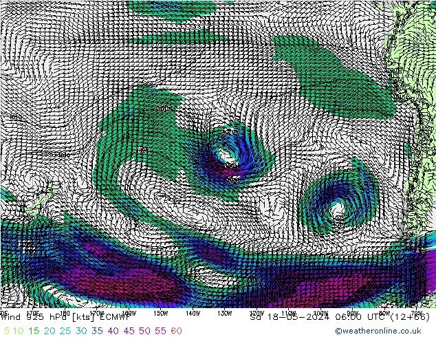 Vento 925 hPa ECMWF Sáb 18.05.2024 06 UTC