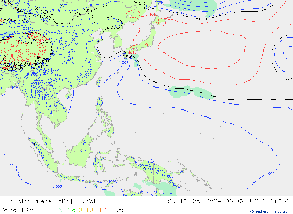 High wind areas ECMWF  19.05.2024 06 UTC
