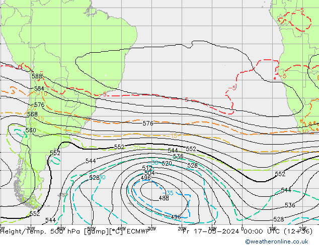 Height/Temp. 500 hPa ECMWF Sex 17.05.2024 00 UTC