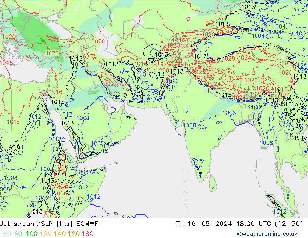 джет/приземное давление ECMWF чт 16.05.2024 18 UTC