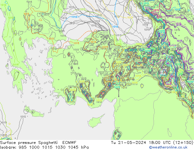 Bodendruck Spaghetti ECMWF Di 21.05.2024 18 UTC