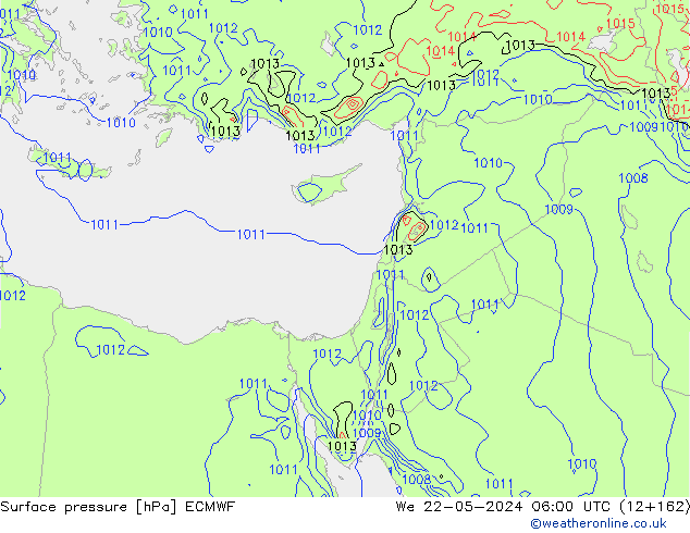 Pressione al suolo ECMWF mer 22.05.2024 06 UTC
