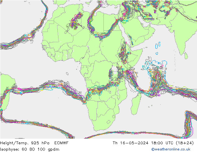 Hoogte/Temp. 925 hPa ECMWF do 16.05.2024 18 UTC
