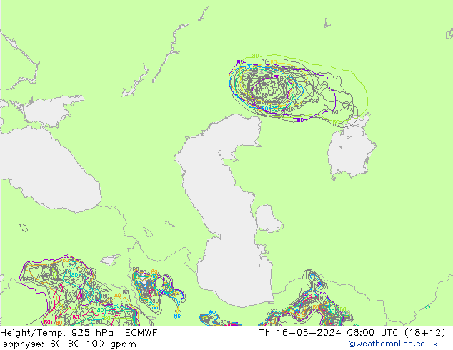 Yükseklik/Sıc. 925 hPa ECMWF Per 16.05.2024 06 UTC