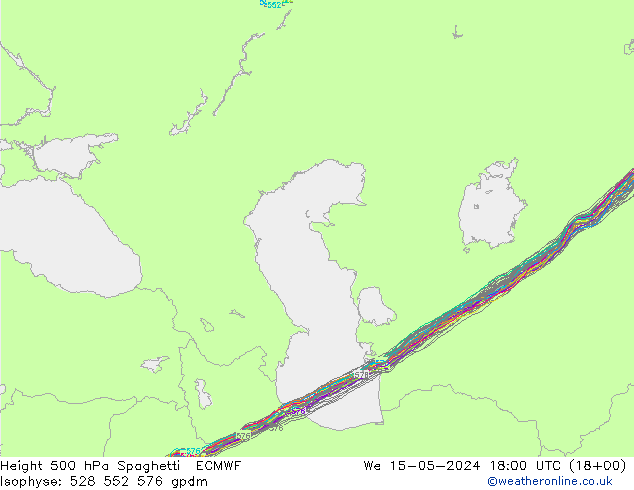 Height 500 hPa Spaghetti ECMWF St 15.05.2024 18 UTC