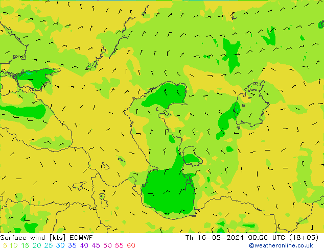 Surface wind ECMWF Th 16.05.2024 00 UTC