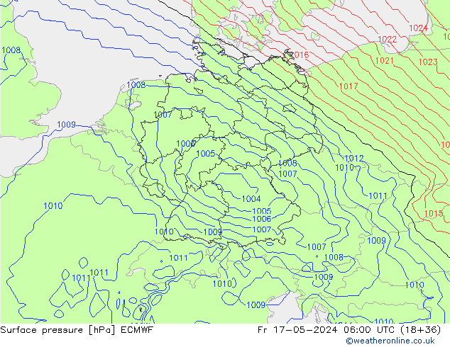 Pressione al suolo ECMWF ven 17.05.2024 06 UTC