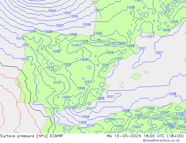 Pressione al suolo ECMWF mer 15.05.2024 18 UTC