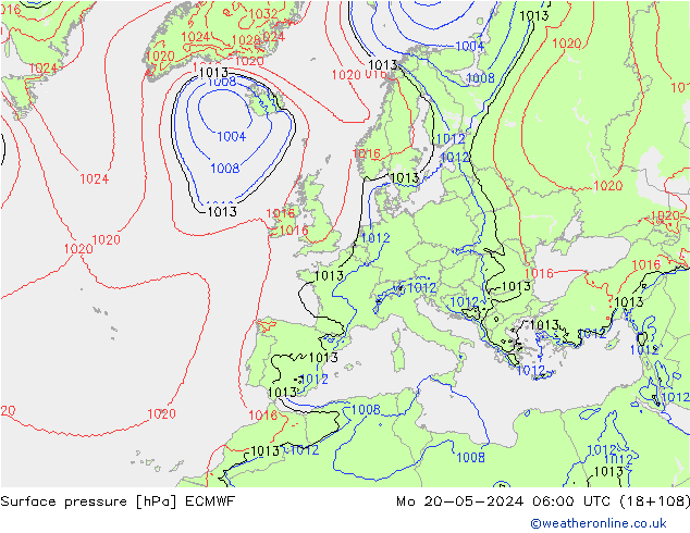 ciśnienie ECMWF pon. 20.05.2024 06 UTC