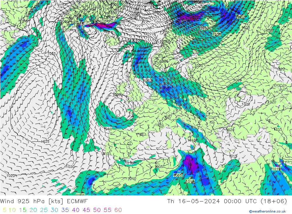 Wind 925 hPa ECMWF Th 16.05.2024 00 UTC