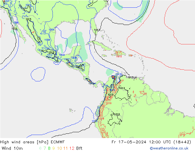 High wind areas ECMWF ven 17.05.2024 12 UTC