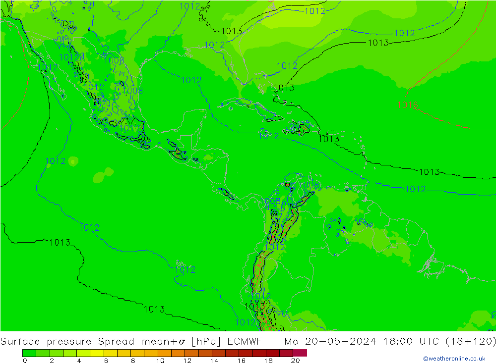 ciśnienie Spread ECMWF pon. 20.05.2024 18 UTC