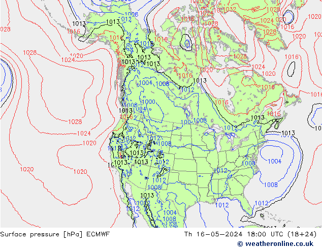 地面气压 ECMWF 星期四 16.05.2024 18 UTC