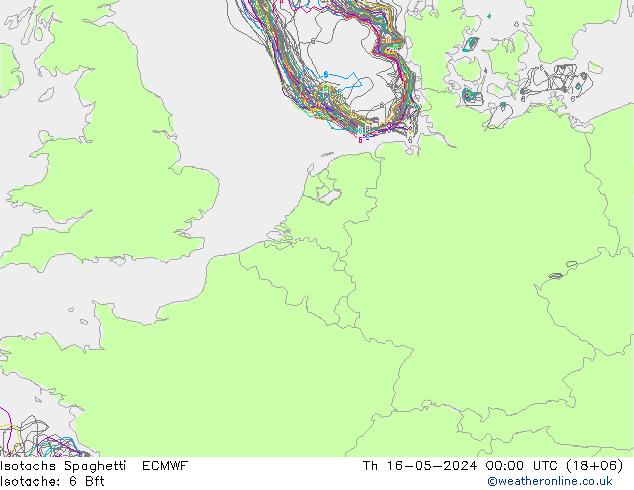 Isotachs Spaghetti ECMWF Th 16.05.2024 00 UTC