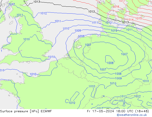 Pressione al suolo ECMWF ven 17.05.2024 18 UTC