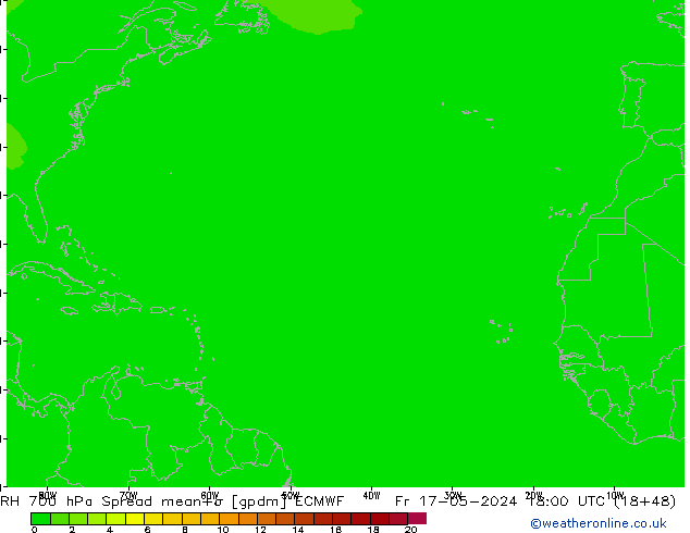 RH 700 hPa Spread ECMWF Fr 17.05.2024 18 UTC