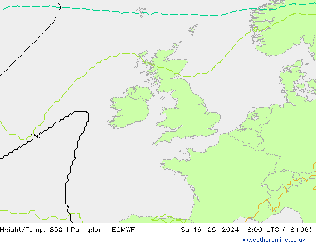 Yükseklik/Sıc. 850 hPa ECMWF Paz 19.05.2024 18 UTC