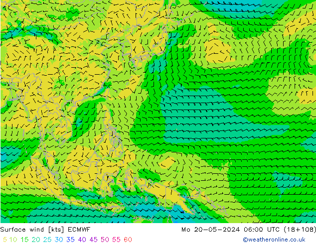 Vento 10 m ECMWF lun 20.05.2024 06 UTC