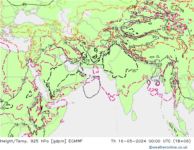 Height/Temp. 925 hPa ECMWF 星期四 16.05.2024 00 UTC