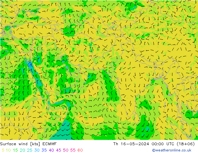 风 10 米 ECMWF 星期四 16.05.2024 00 UTC