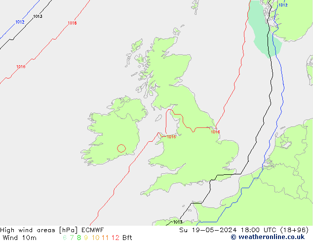 High wind areas ECMWF dim 19.05.2024 18 UTC