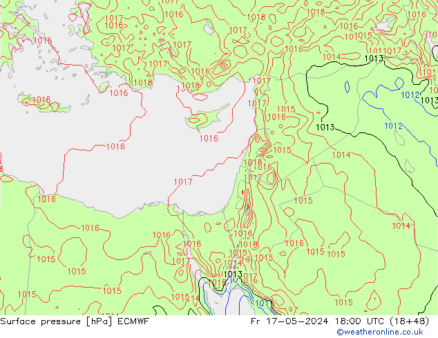 Luchtdruk (Grond) ECMWF vr 17.05.2024 18 UTC