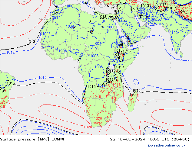 Surface pressure ECMWF Sa 18.05.2024 18 UTC