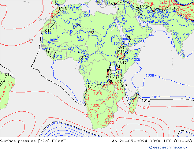 pressão do solo ECMWF Seg 20.05.2024 00 UTC