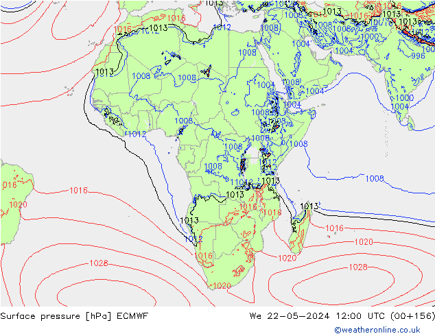 Yer basıncı ECMWF Çar 22.05.2024 12 UTC