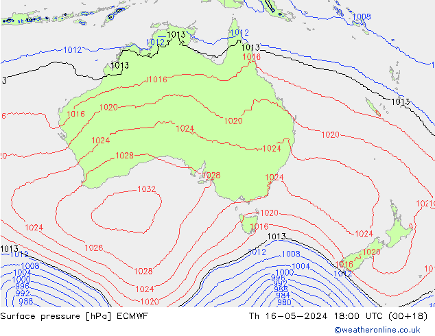 Bodendruck ECMWF Do 16.05.2024 18 UTC