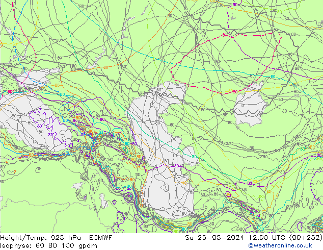 Yükseklik/Sıc. 925 hPa ECMWF Paz 26.05.2024 12 UTC